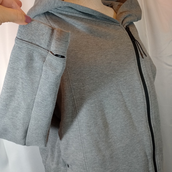 Nike Women Side Zip Hoodie, Gray, Fleece Waist Drawstring, Logo, Pockets, L - Picture 11 of 16